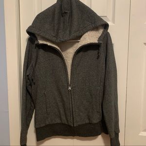 uniqlo gray super soft fluffy zip up jacket